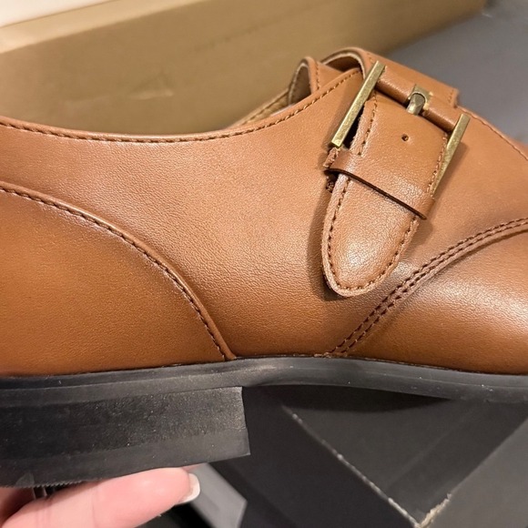 NEW Alfani Mens Elijah Single Monk Strap Shoes Brown Leather Sz 8.5M NEW Alfani Mens Elijah Single Monk Strap Shoes Brown Leather Sz 8.5M